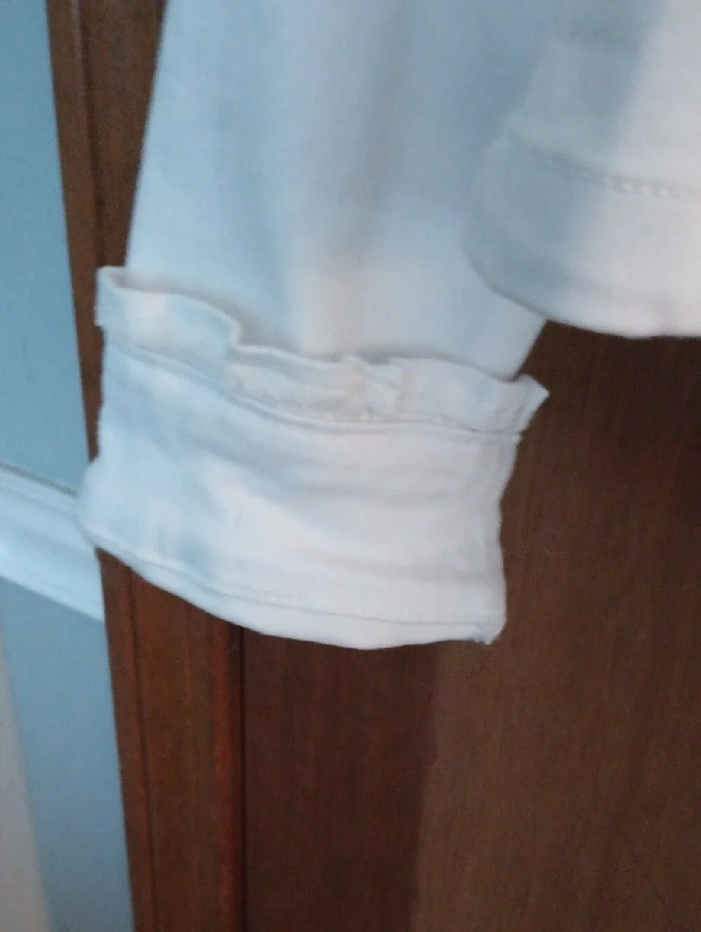 Kate & Mallory White Ruffle-Trim Jean Jacket - Picture 3 of 6